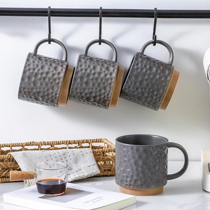 Nihow 16OZ Stackable Coffee Mug Set, Large Ceramic Coffee Mug Set of 4 - Image 6