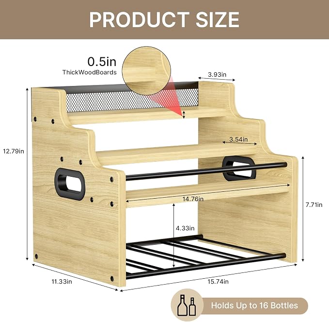 4-Tier Wood Display Shelf Wine Rack - Image 3