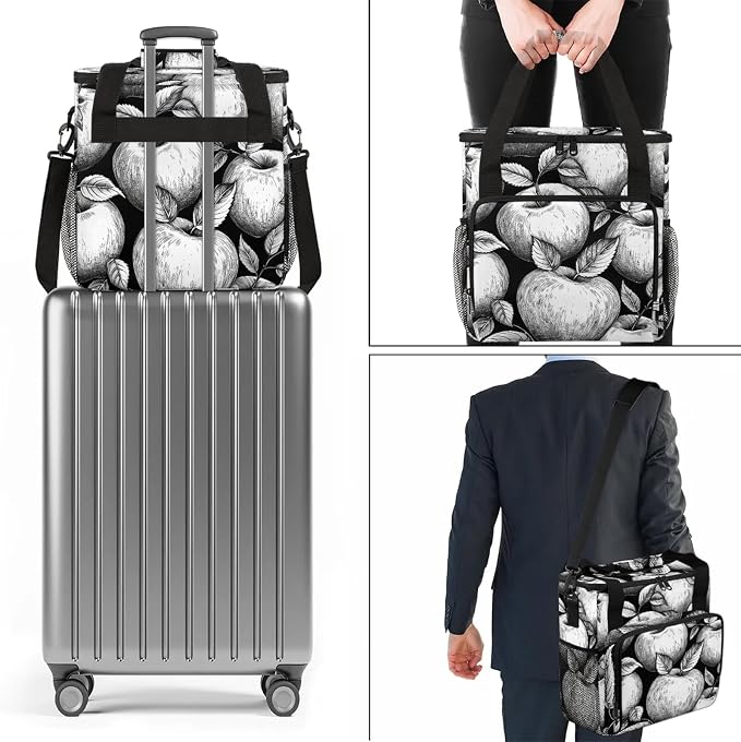 Black And White Apples Coffee Maker Carring Bag, Large Insulated Storage - Image 7
