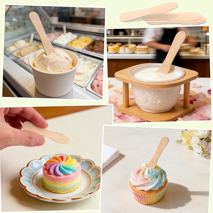 1000 PCS Small Wooden Spoons, Mini Disposable Ice Cream Tasting Spoons - Image 6