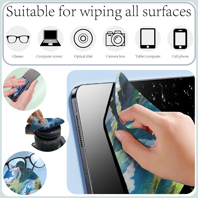 CREATCABIN 6Pcs Glasses Cleaning Cloth Scenery Microfiber Cleaning Cloths Suede - Image 5