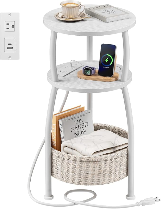 Round Side Table, 3-Tier End Table by designyourhome