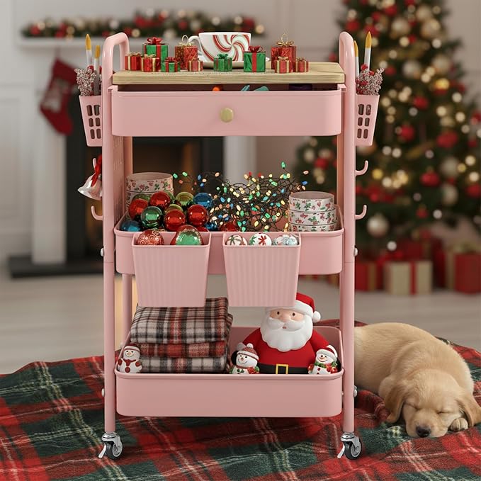 danpinera 3 Tier Rolling Cart, Metal Storage Cart - Image 9