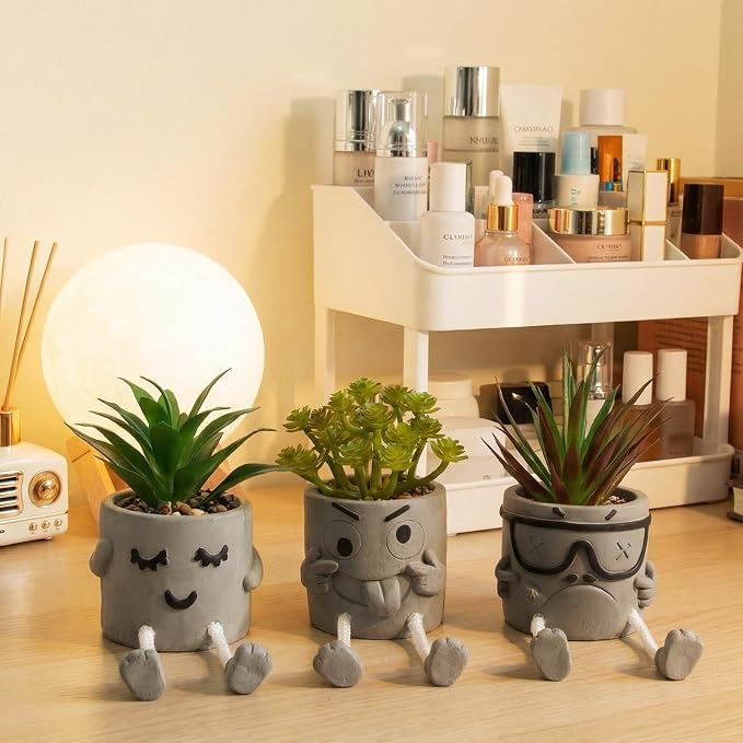Set of 3 Artificial Succulents Potted Plants Faux Succulents Desk Decoration - Image 7
