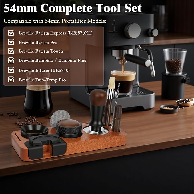 8 PCS Espresso Accessories Kit, 54mm Espresso Tamper Kit Coffee Tamper Set - Image 2