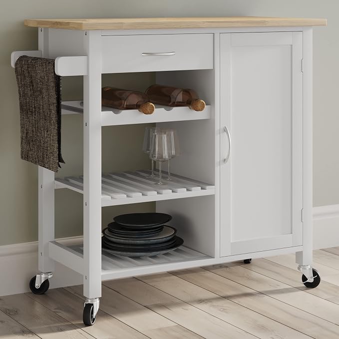 Kitchen Island with Towel Rack and Shelves - Image 4