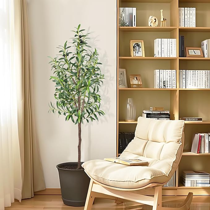Artificial Olive Tree 5FT Tall Faux Silk Plant 60inch Fake Olive Tree - Image 6
