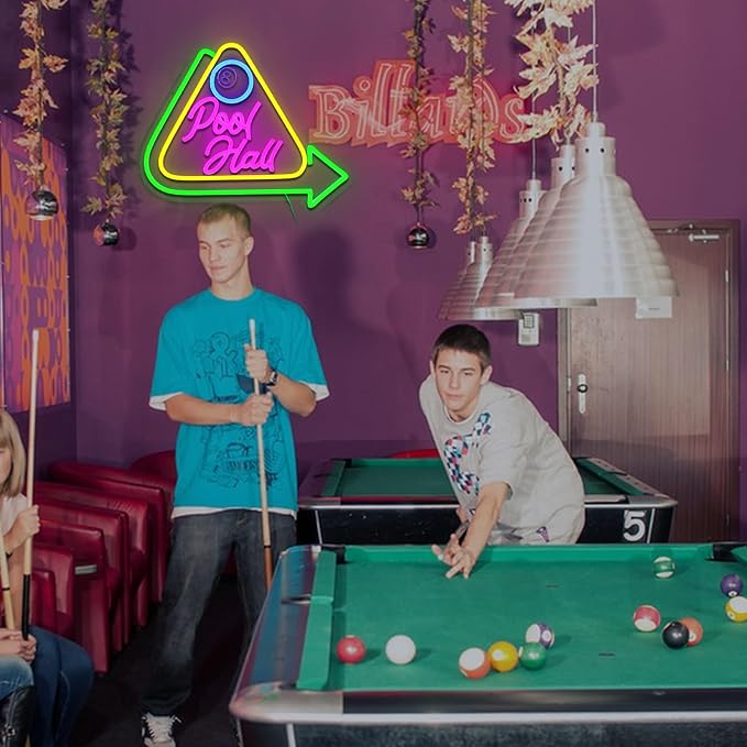 Pool Hall Neon Sign for Wall Decor, Billiards Led Signs for Business, USB - Image 7