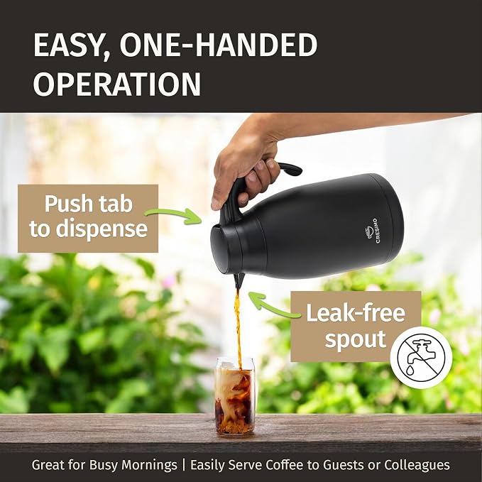 Cresimo 68 Oz Stainless Steel Black Thermal Coffee Carafe/Double Walled Vacuum - Image 6
