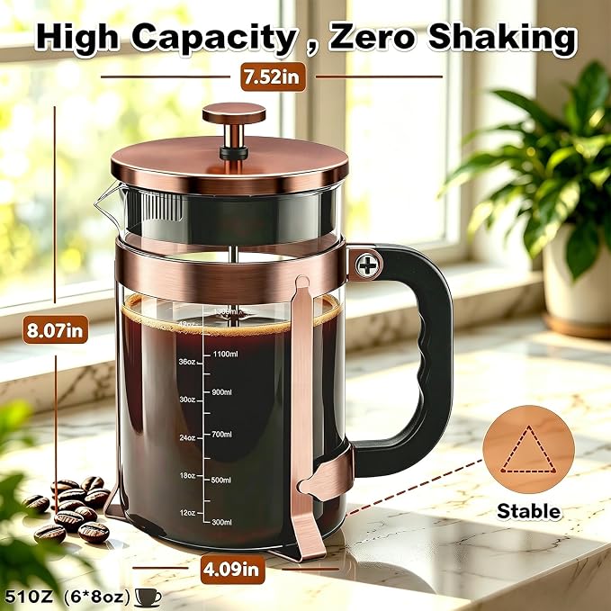 QUQIYSO French Press Coffee Maker, Large French Press - Image 5