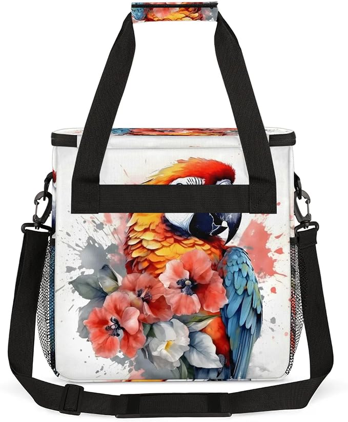 Parrot Flower Coffee Maker Carring Bag, Large Insulated Storage Organizer Case - Image 5
