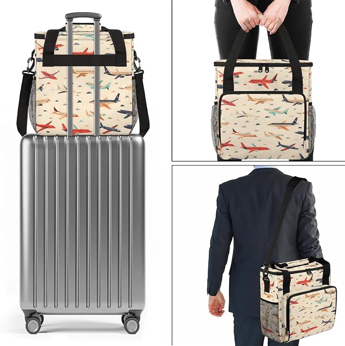 Cute Airplane Aircraft Coffee Maker Carring Bag, Large Insulated Storage - Image 7