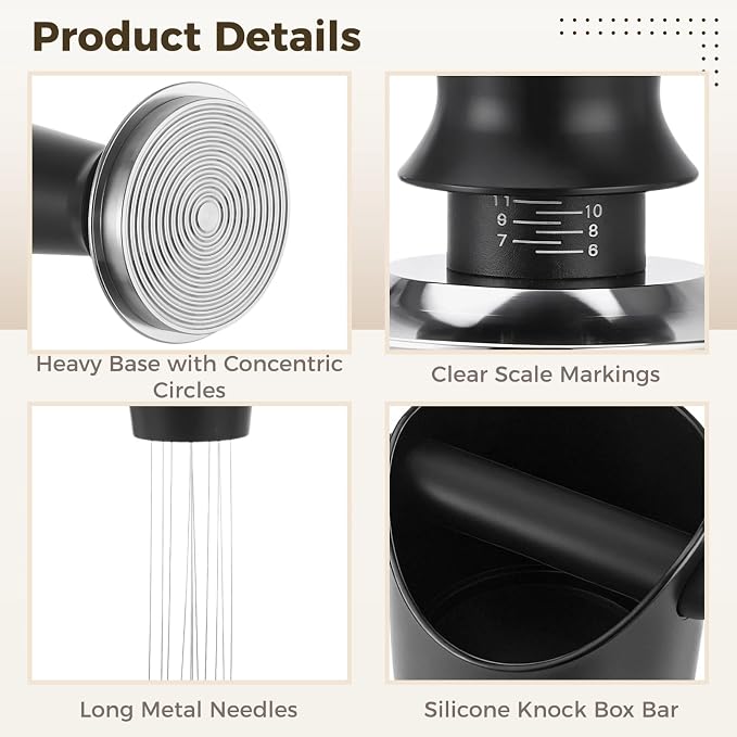 6 PCS Espresso Accessories Kit, 58mm Espresso Tool Kit | Coffee Tamper Set - Image 4