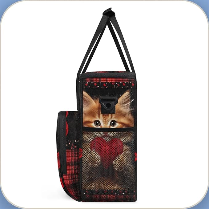 Cat Heart Coffee Maker Carring Bag, Large Insulated Storage Organizer Case Tote - Image 4