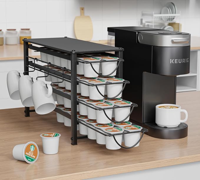 HFHOME Coffee Pod Organizer for Countertop, 4-Tier Metal Storage Drawer - Image 8