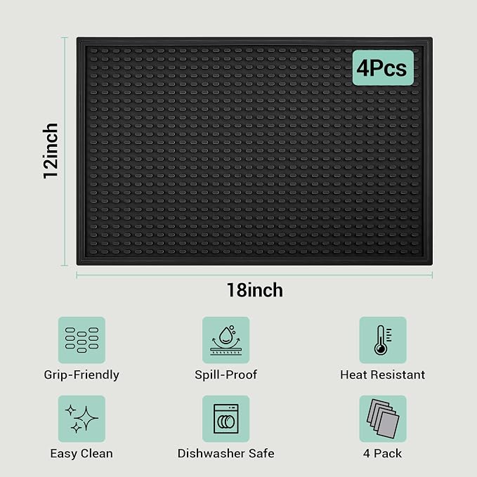 Rubber Bar Mat for Counter, Heat Resistant & Spill-proof Countertop Protector - Image 5