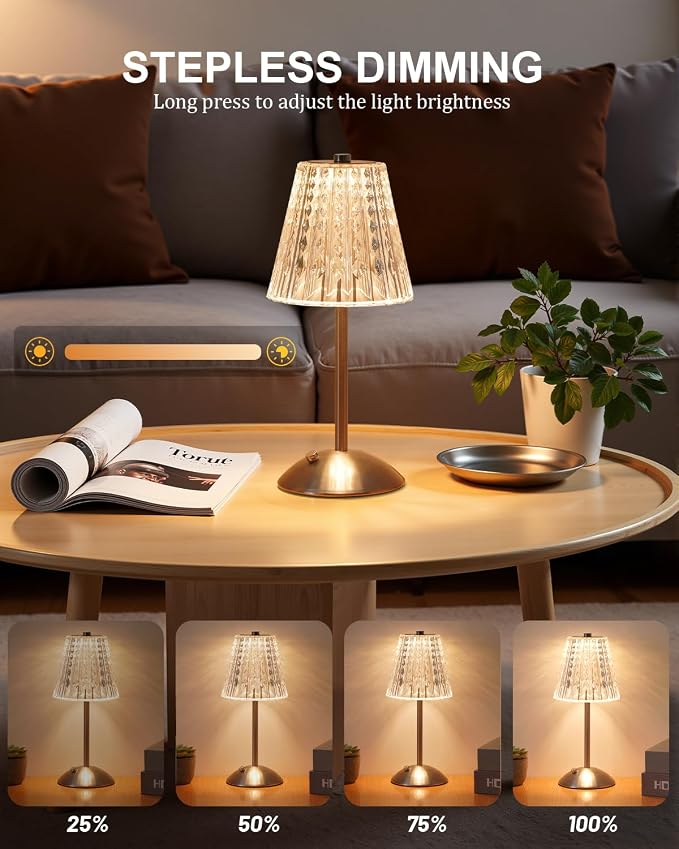 Nusogon Cordless Touch Table Lamp, LED Rechargeable Small Dask Lamp, 3 Colors - Image 5