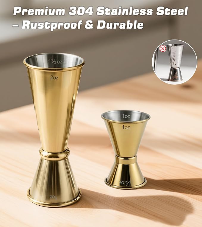 2-Pack Stainless Steel Cocktail Jiggers – Japanese Style Double Measuring Cups - Image 4