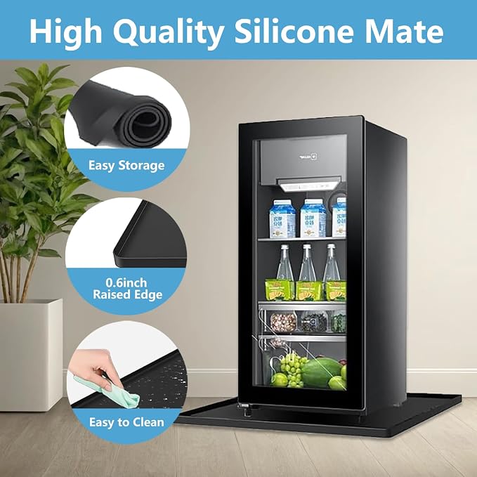 Mini Fridge Mat, 19.7x19.7x0.6 Inch Silicone Protective Drip Tray - Image 3