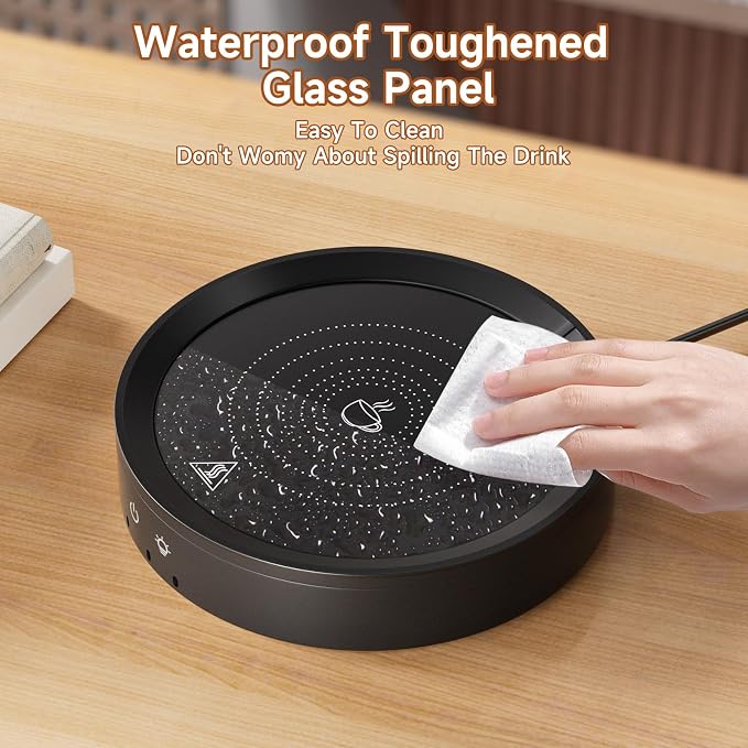 36W Mug Warmer, 3 Temperature Settings, Auto Shut Off, Max 176°F, Wood Grain - Image 4