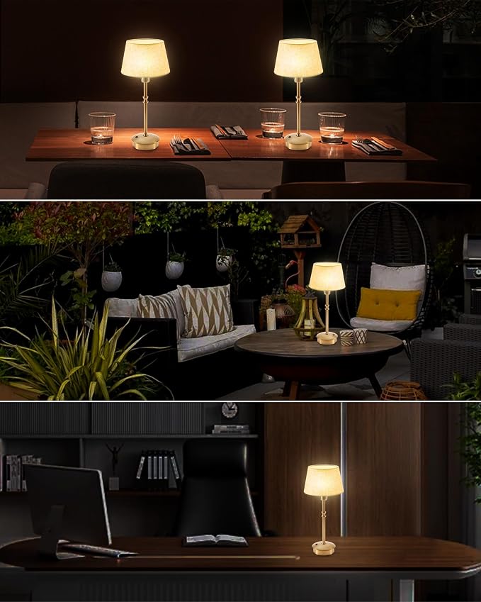 UMEXUS Small Cordless Lamp Rechargeable Table Lamps Set of 2, Dimmable Battery - Image 2