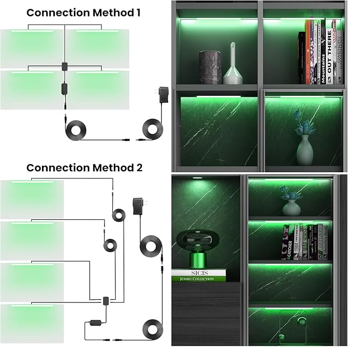 Black RGB LED Shelf Lights, Smart Bookshelf Lights Compatible - Image 5