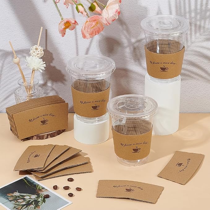 300 Packs Coffee Sleeves, Paper Coffee Cup Sleeves Hot Drink Holder Corrugated - Image 5