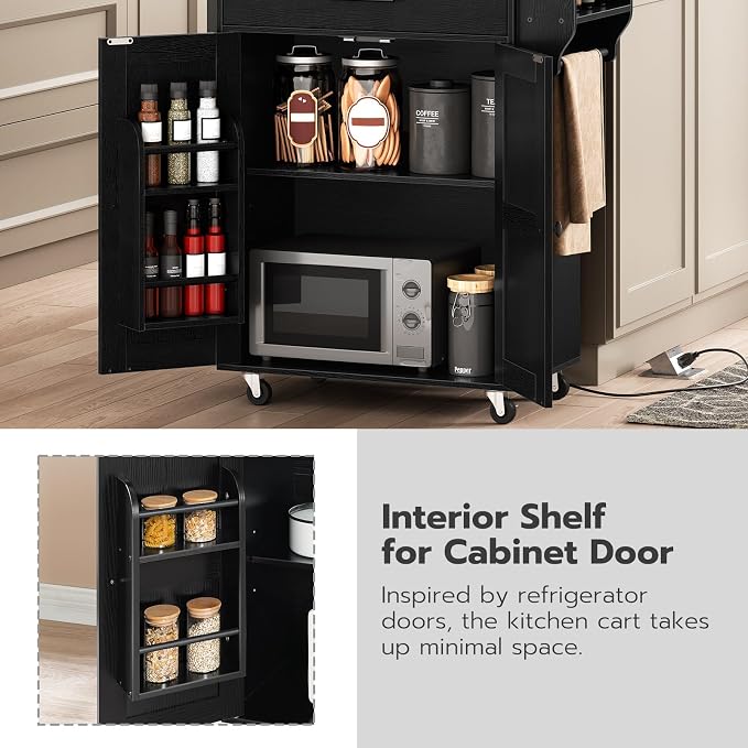 HOOBRO Kitchen Island with Power Outlet, Rolling Kitchen Island with Large - Image 7