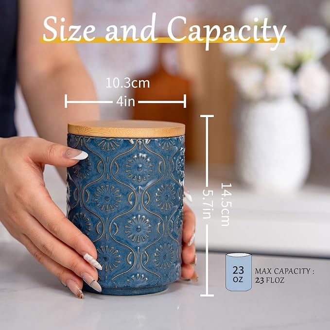 TEATALK Embossed Ceramic Canister, Stylish Airtight Storage - Image 2