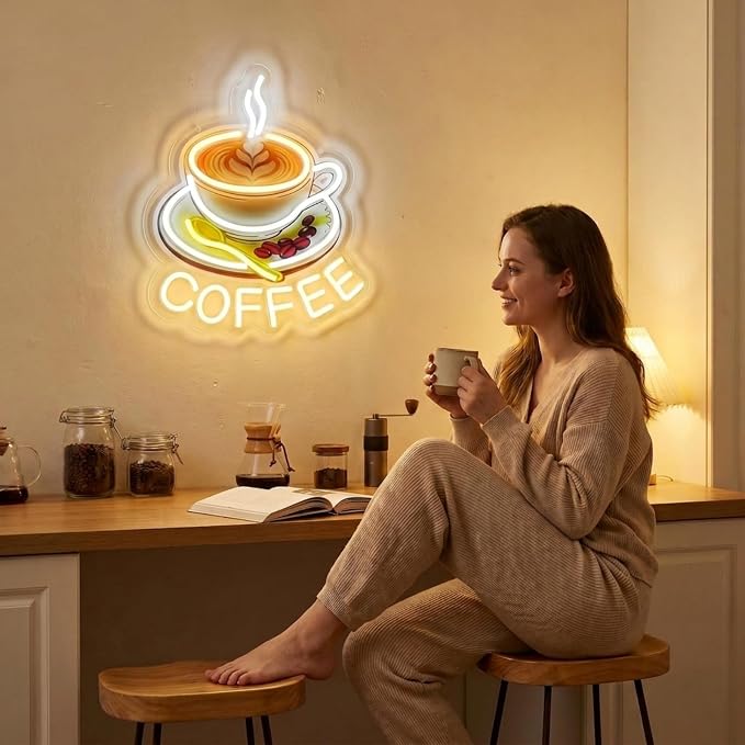 Coffee neon light, UV printed dimmable coffee LED wall decoration, suitable - Image 7
