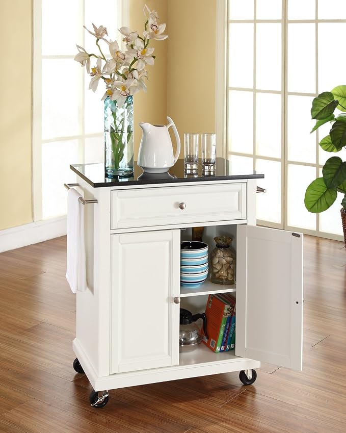 Crosley Furniture Compact Granite Top Small Rolling Cart - Image 4