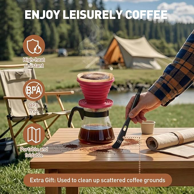 2Pcs Collapsible Pour Over Coffee Dripper, Silicone Filter Holder | Reusable - Image 7
