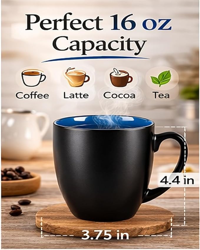 GBhome 16oz Coffee Mugs Set of 6, Large Ceramic Coffee Mugs - Image 2