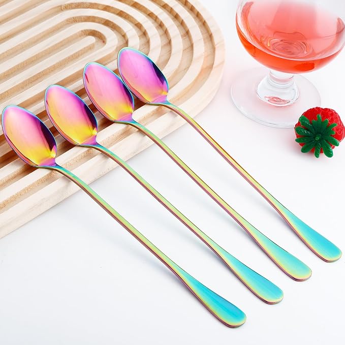 8 Pcs Long Handle Spoons, Satainless Steel Tea Spoons, Ice Cream Spoon - Image 7