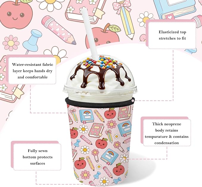 Reusable Insulated Neoprene Iced Coffee Cup Sleeve 3 Pack, Durable Drink Sleeve - Image 6