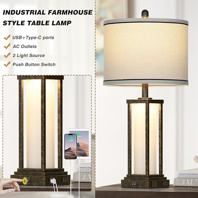 Cinkeda 27" Tall Vintage Table Lamp - Image 4