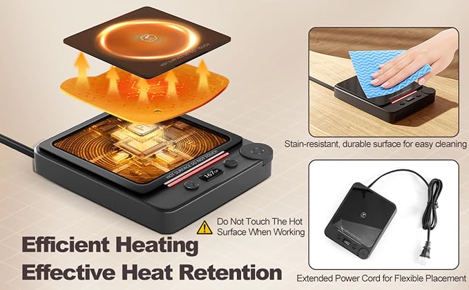 Fast Heating Coffee Mug Warmer, POLEDY Auto Shut Off Cup Warmer, Electric - Image 4