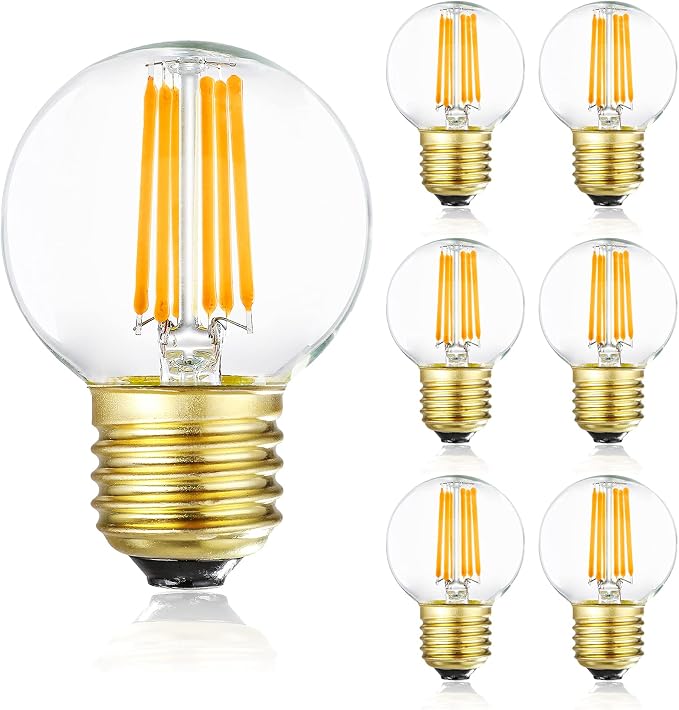 Dimmable G16.5 LED Bulbs, E26 Edison LED Light Bulbs, 6W Equal 60 Watt Light by LEOOLS
