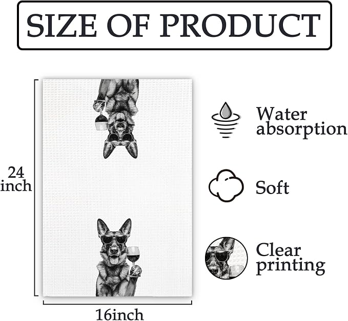 German Shepherd Gifts Wine Dog Kitchen Towels, Gifts - Image 7