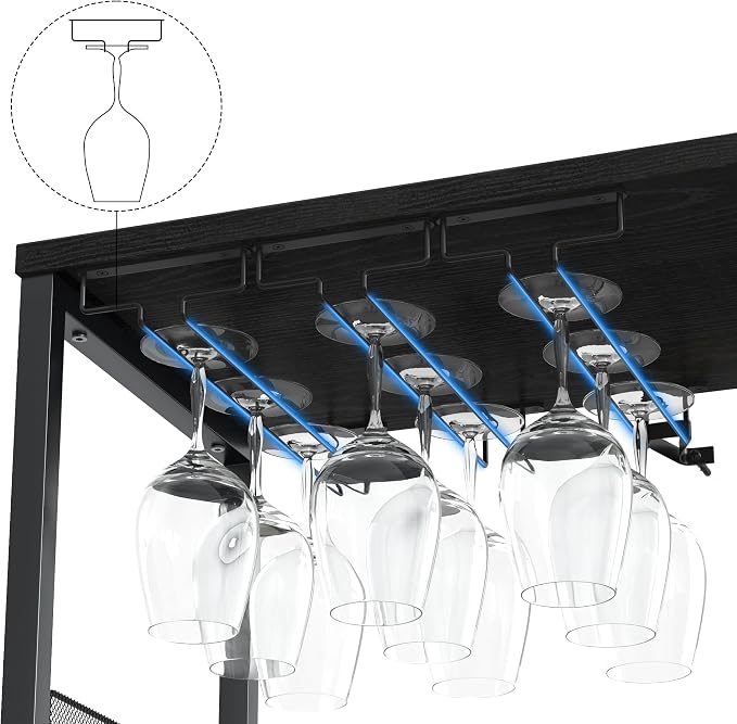 Jojoka LED Lighted 3-Tier Wine Bar Cabinet, Freestanding Sideboard Buffet - Image 3