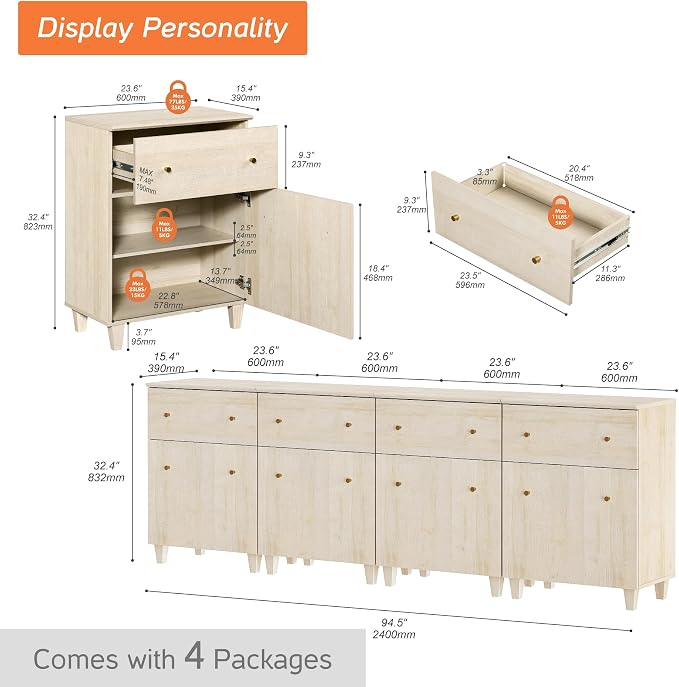 WAMPAT Sideboard Buffet Cabinets - Image 2