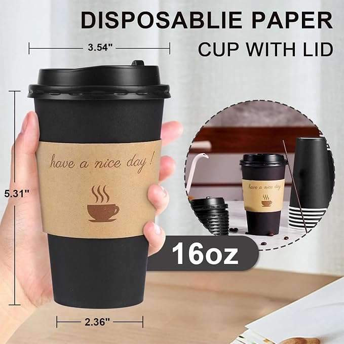 Clawsoff 100 Pack 16 oz Coffee Cups - Image 2