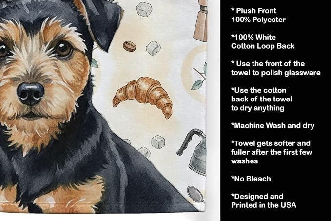 Caroline's Treasures Black and Tan Norfolk Terrier Coffee Bar Kitchen Towel - Image 4