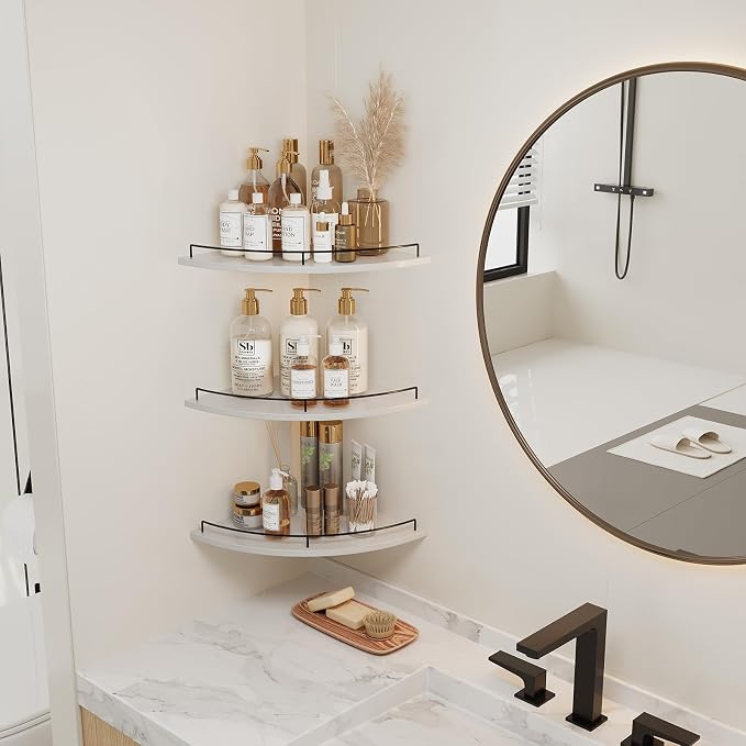 JJL Corner Shelf Wall Mounted, 12 Inches 3-Tier Floating Corner Shelf, - Image 5