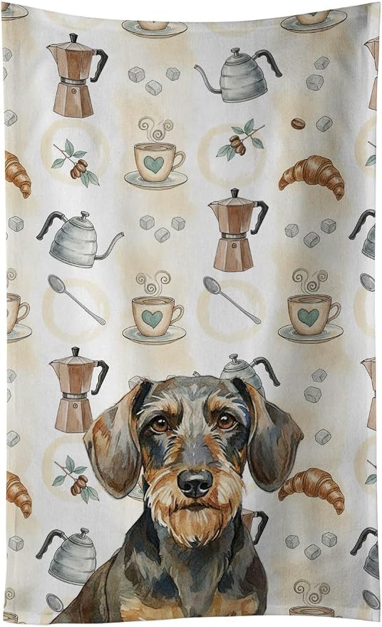 Caroline's Treasures Wirehaired Wild Boar Dachshund Coffee Bar Kitchen Towel by CarolinesTreasures