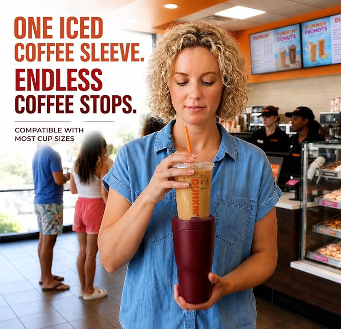 Universal Iced Coffee Sleeve, 30oz Stainless Steel Insulated Tumbler, Reusable - Image 4