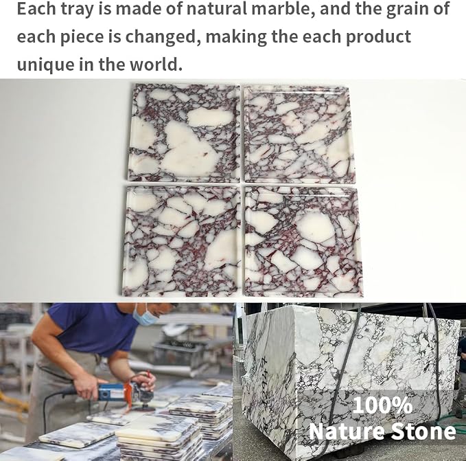 DUANYAN Natural Marble Tray, Coffee Table, Paper Cup, Cake Display, Coffee bar - Image 3