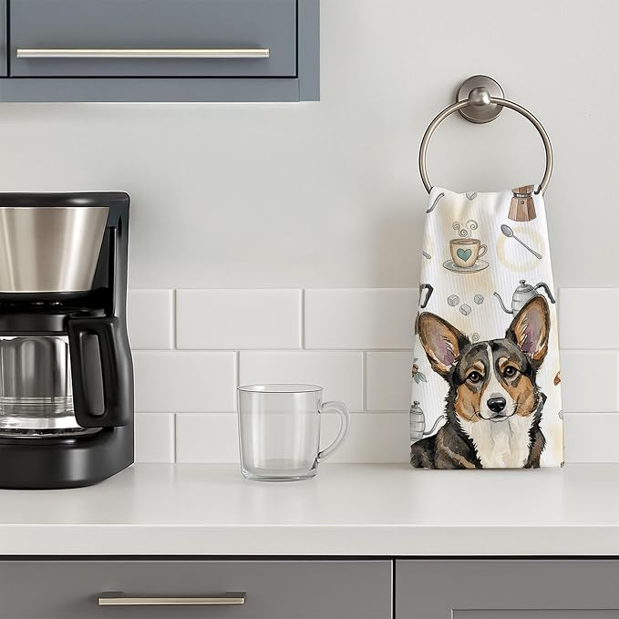 Caroline's Treasures Brindle Cardigan Welsh Corgi Coffee Bar Kitchen Towel - Image 3