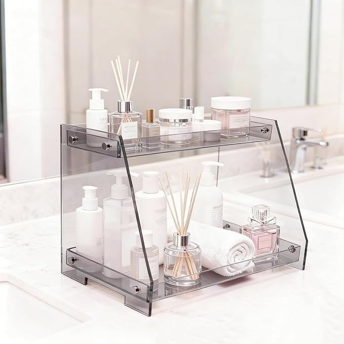ROYALITA 2 Tier Pink Heart Bathroom Countertop Organizer Display Shelf by ROYALITA