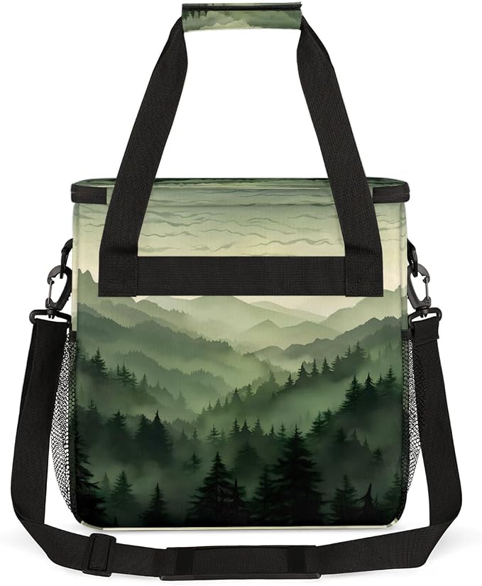 Green Misty Forest Coffee Maker Carring Bag, Large Insulated Storage Organizer - Image 5